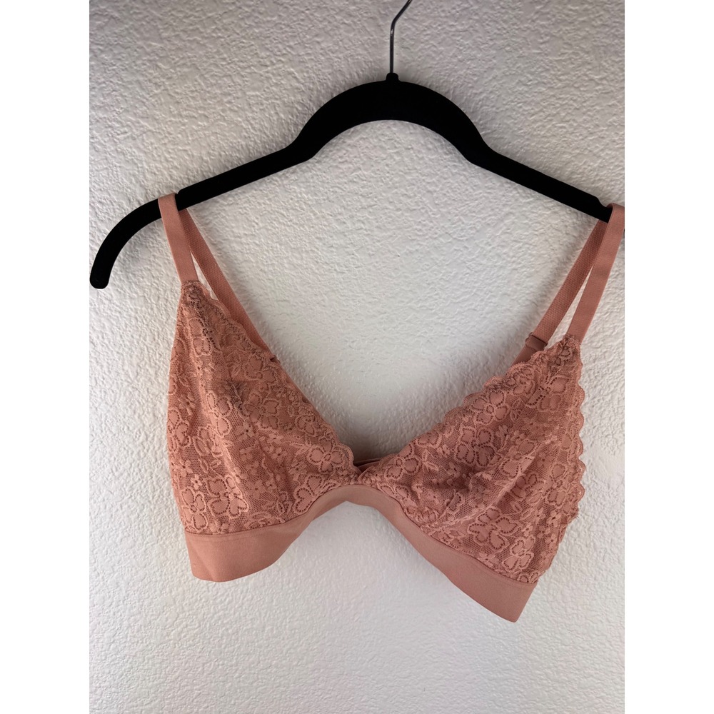 Old Navy Women Medium Lace‎ Trim Bralette Pink Peach Adjustable Strap